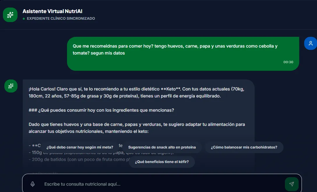El asistente virtual genera una recomendación a partir del expediente clínico